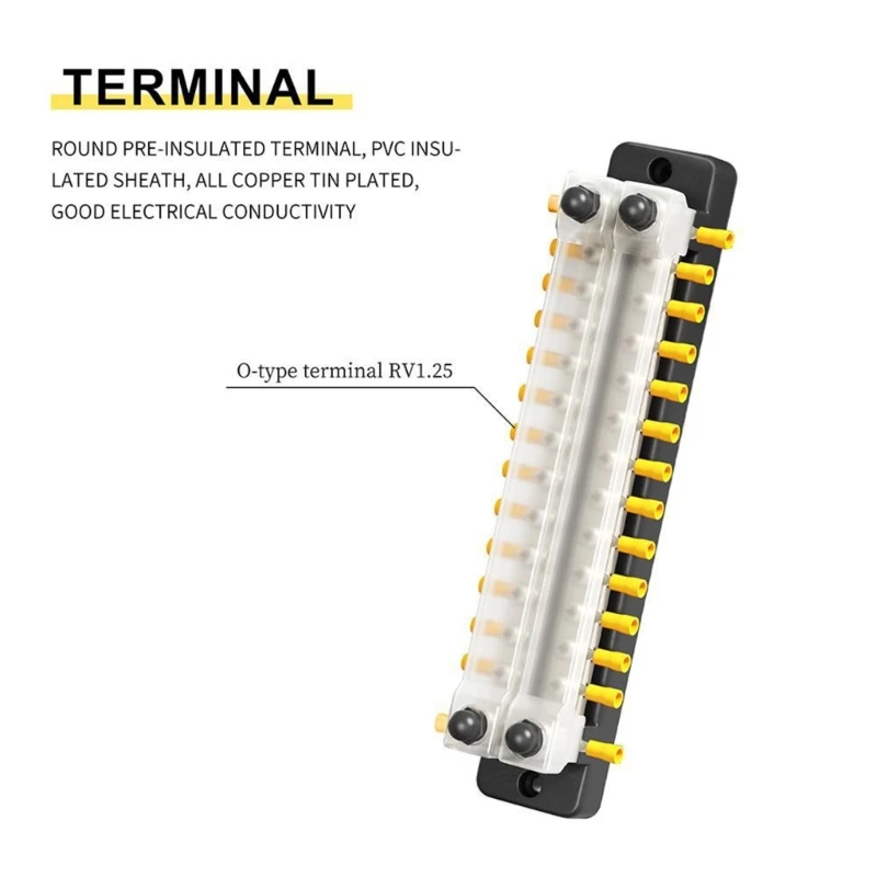 150A 12V-48V Bus Bar Power Distribution Block 6/12 Studs Junction Block Automotive Marine Battery Busbar Terminals Block