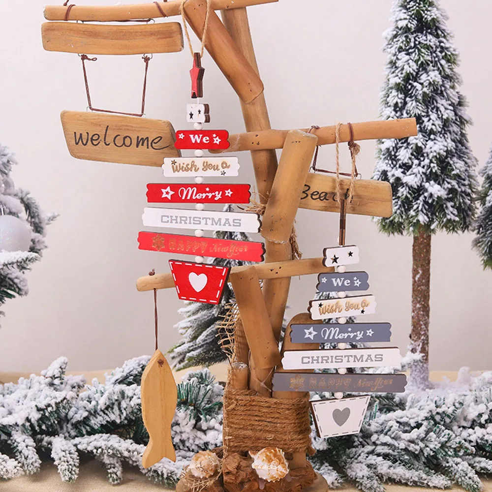 1~10PCS Christmas Tree Ornament Natural Wooden Hanging Pendants Gifts Home Ornament Hanging Door Decorations Xmas Tree Home