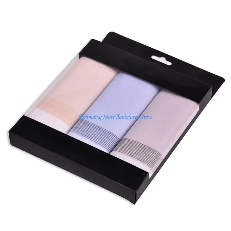 

573B 3Pcs Checked Handkerchiefs Casual Formal Occasion Square Pocket for Adults 40cm