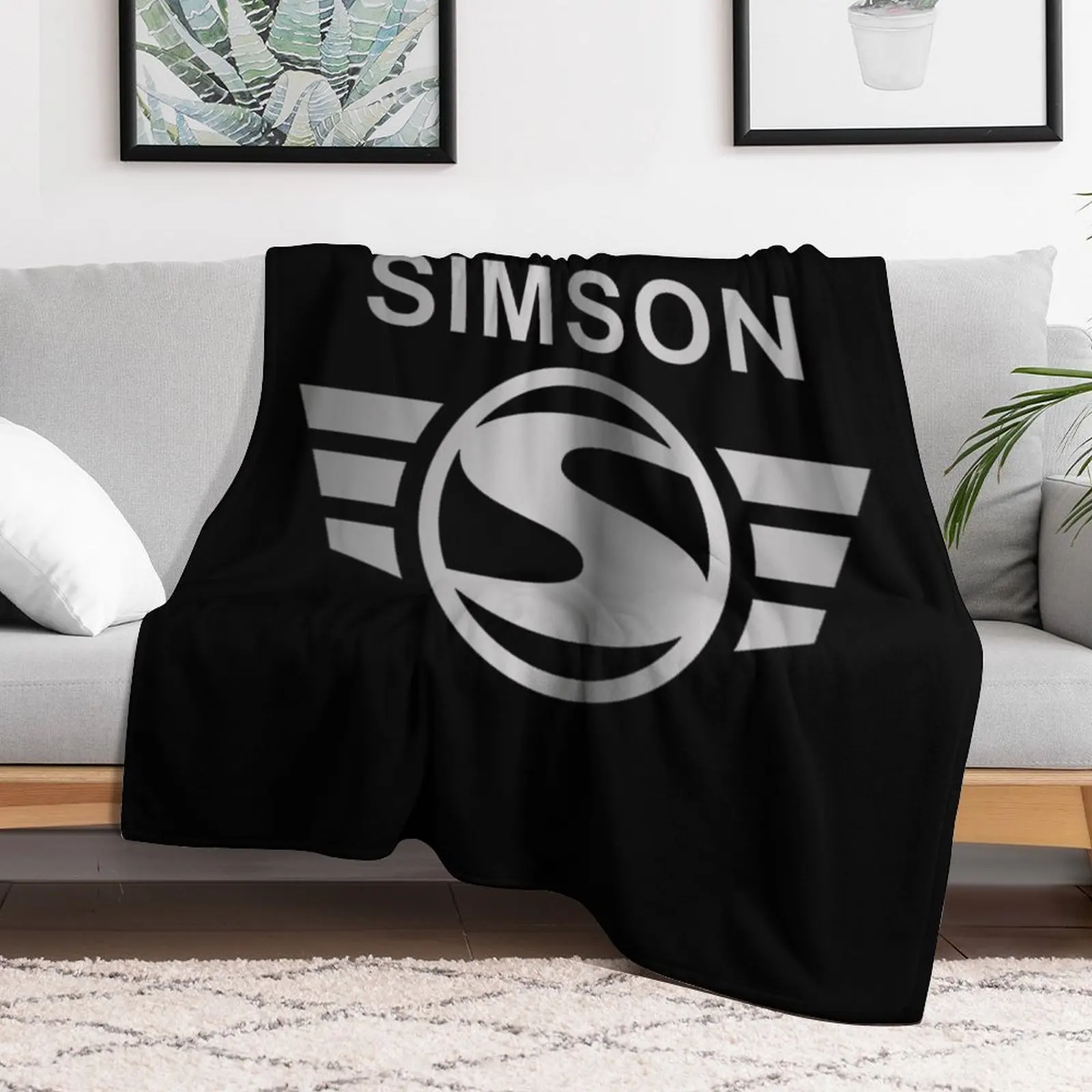 Simson logo (Silver) Throw Blanket Warm Plush Fuzzy Blanket for Living Room