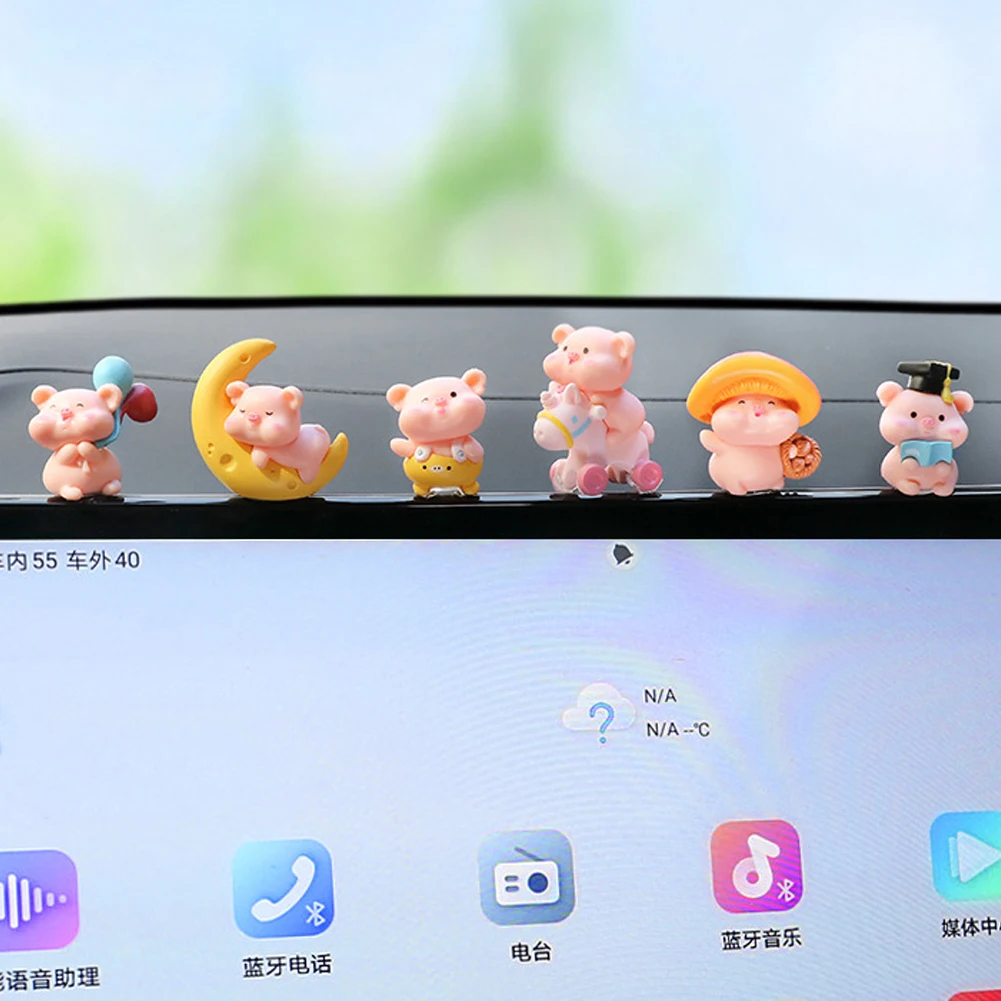 

6Pcs Mini Cute Pigs Accessories Center Console Ornaments Micro Screen Decoration Homedecor Figurines
