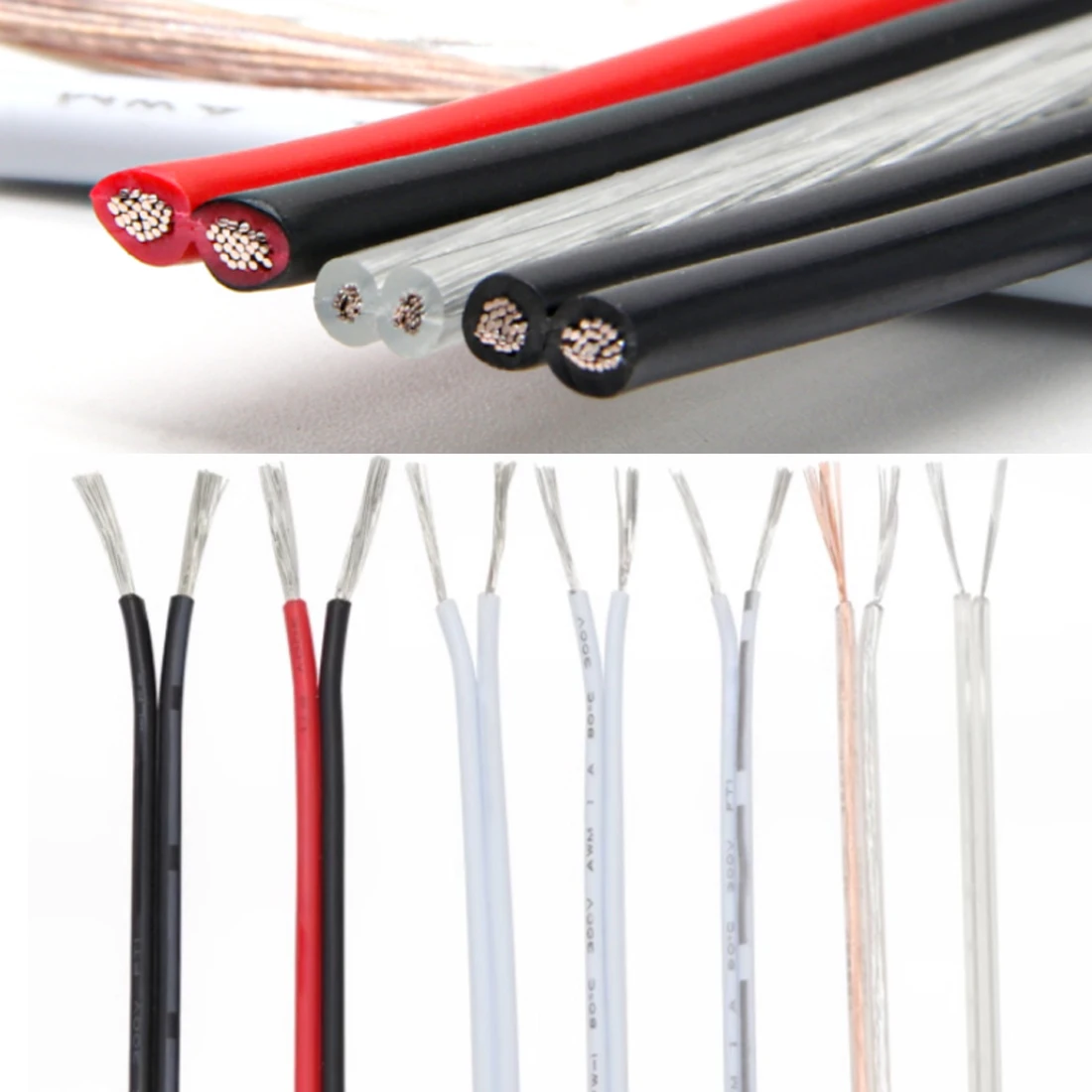 

28 26 24 22 20 18 AWG UL2468 Tinned 2Pins Electric Copper Wire PVC Insulated Double Cores LED Lamp Cable