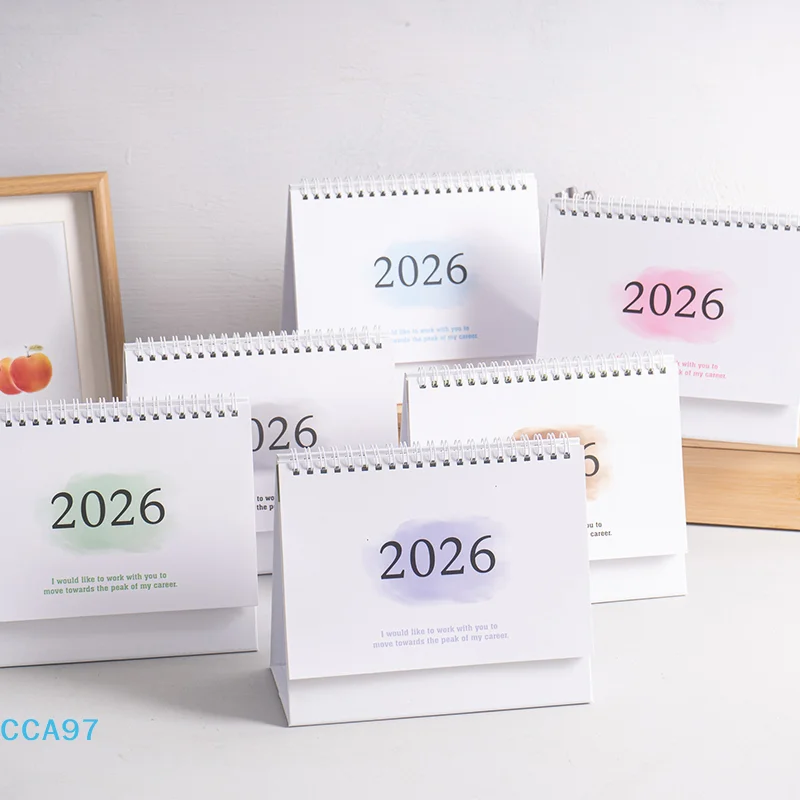 

【A】2026 English Version Calendar Gradient Desk Calendar Creative Coil Calendar Planner Desktop Decoration Office Stationery