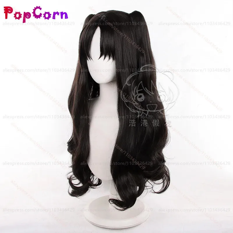 qq28LQTohsaka Rin con coletas dobles 70 cm negro marrón Cosplay Anime peluca sintética resistente al calor para costo de fiesta diaria