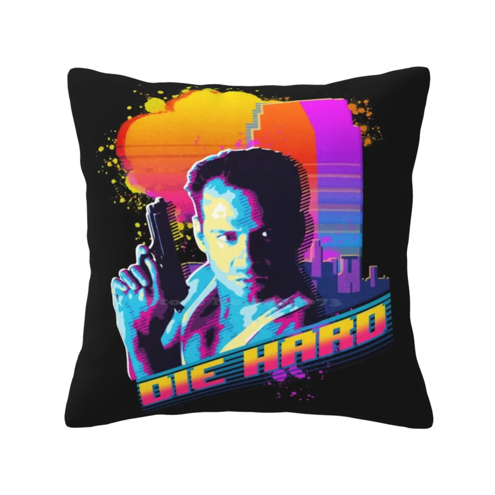 Live Softer Home Sofa Car Cushion Cover Pillowcase Die Hard 80S Action Movie John Mcclane 90S Action Bruce Willis