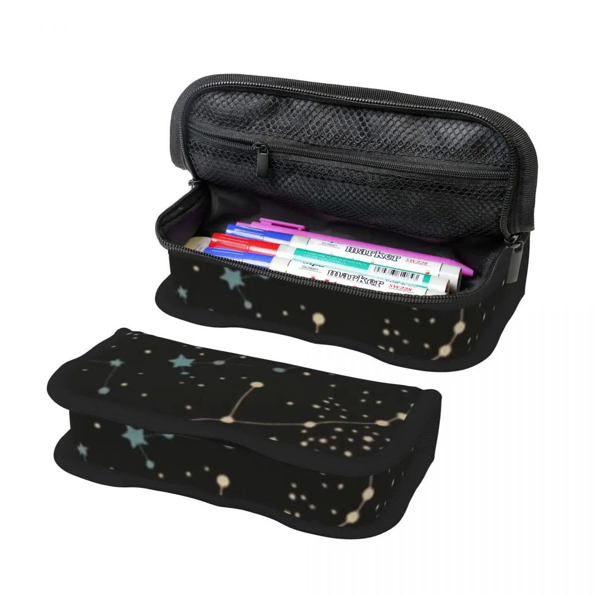 Constellation Star Clusters Galaxies Print Halloween Pencil Cases Pencil Pouch Large Capacity Pen Box Pencil Bag for Boys Girls
