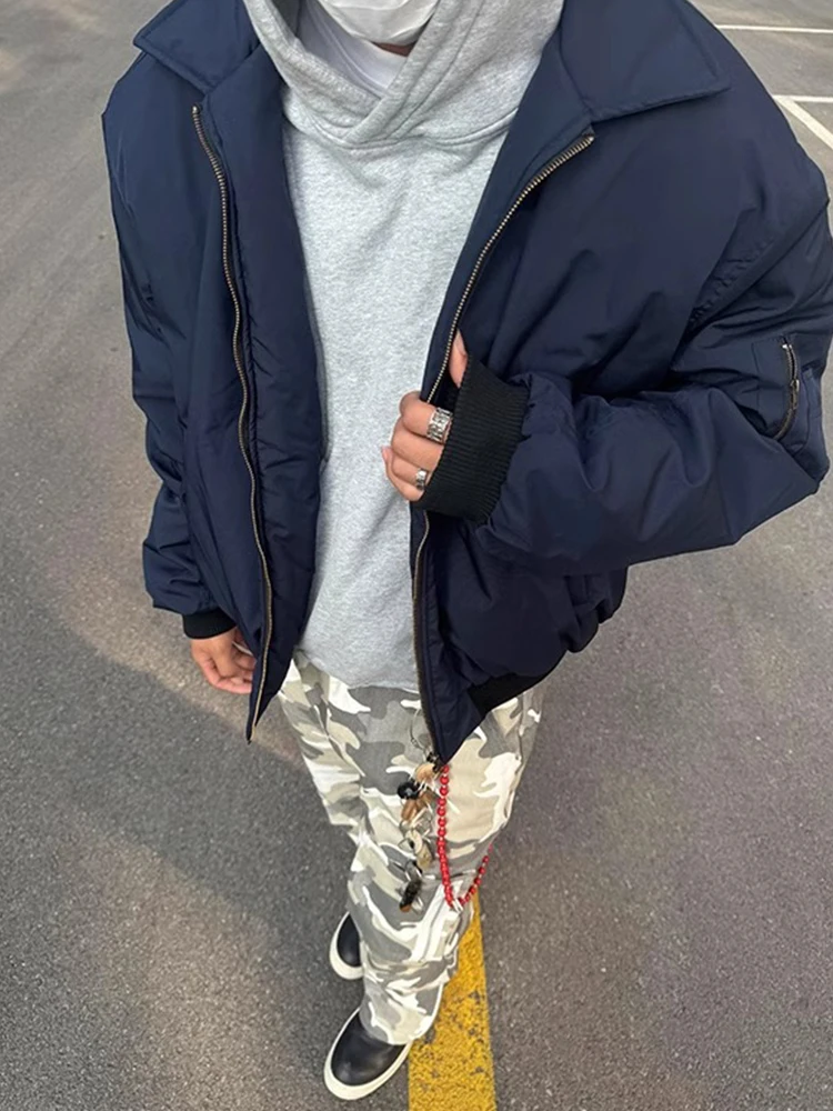 

ort Pilot Jaet Men's Autumn Winter Faion High Street Sle Zipper Coat Loose Fit Long Sve Warm Thiened Polyester