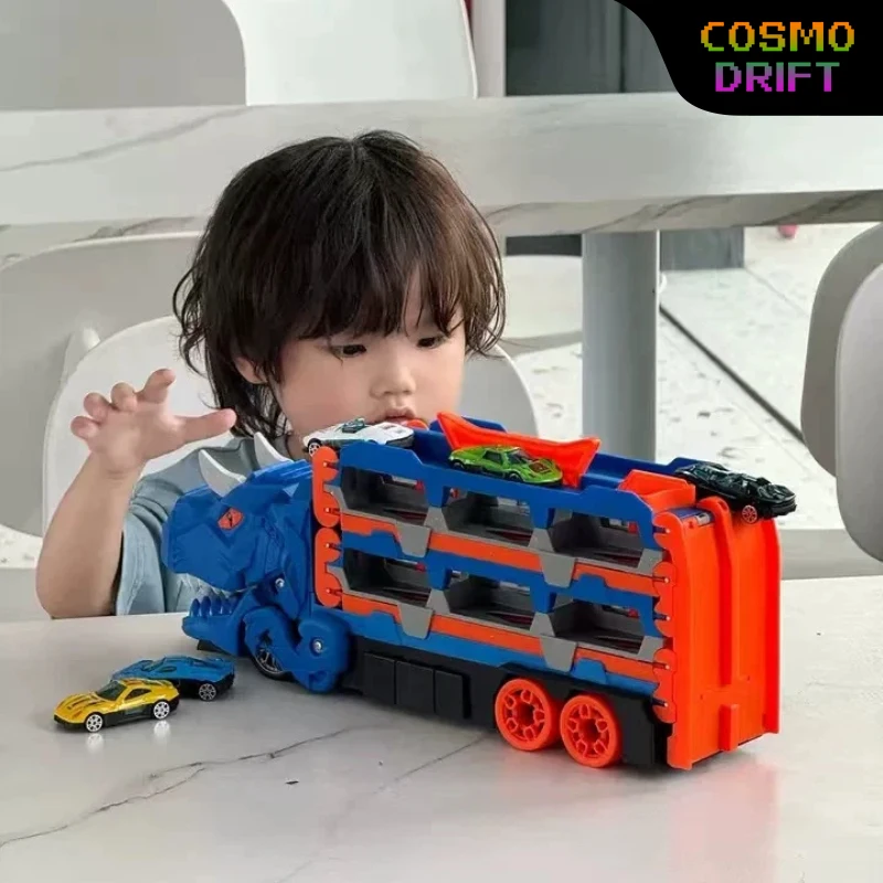 Foldable Dinosaur Swallow Car Ejection Race Track Storage Vehicle Set Educational Toy For Children Boys Girls Holiday Gift