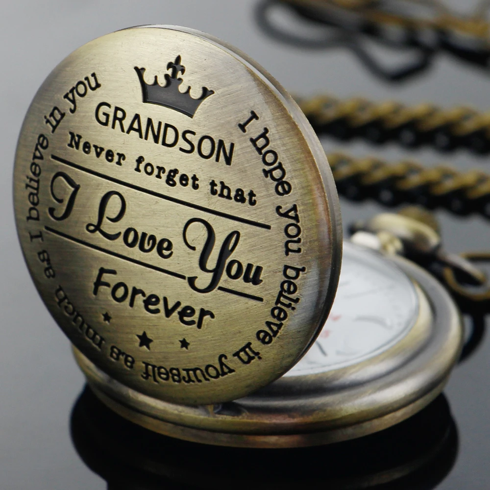 Vintage Necklace Quartz Men's Pocket Watch to My Grandson Steampunk Pendant Pocket Watch Men's Gift CF1599