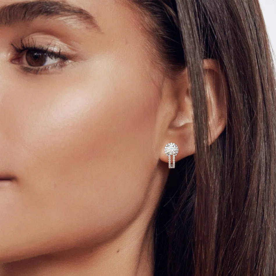 WES 925 فضة 0.9ct VVS1 D اللون مويسانيتي وأقراط للمرأة معتمد GRA مجوهرات الزفاف هدايا عيد الحب #3