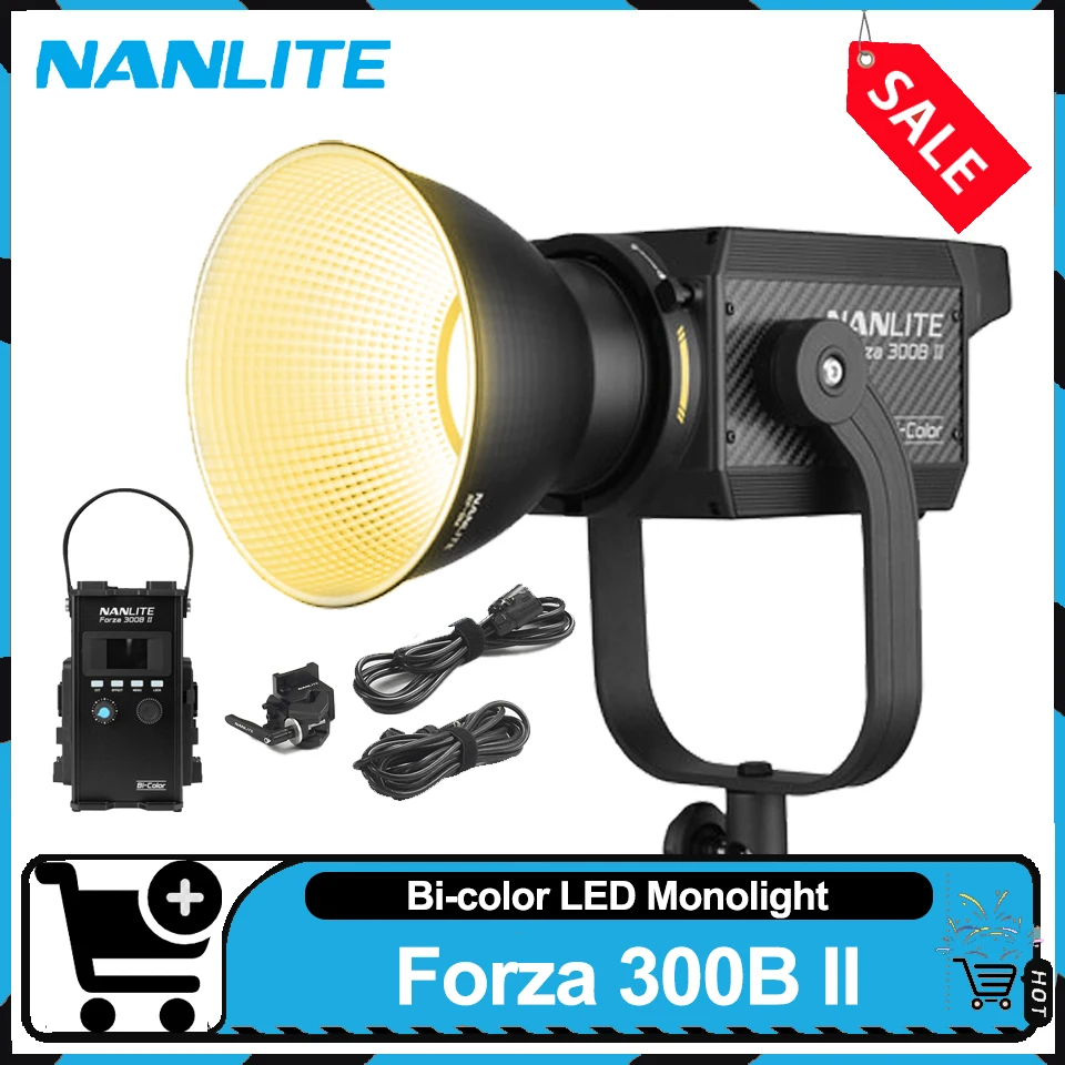

Nanlite Forza 300B II 2700-6500K Bi-color COB LED Photography Fill Lighting Wireless APP Control Built-in Lighting Effects