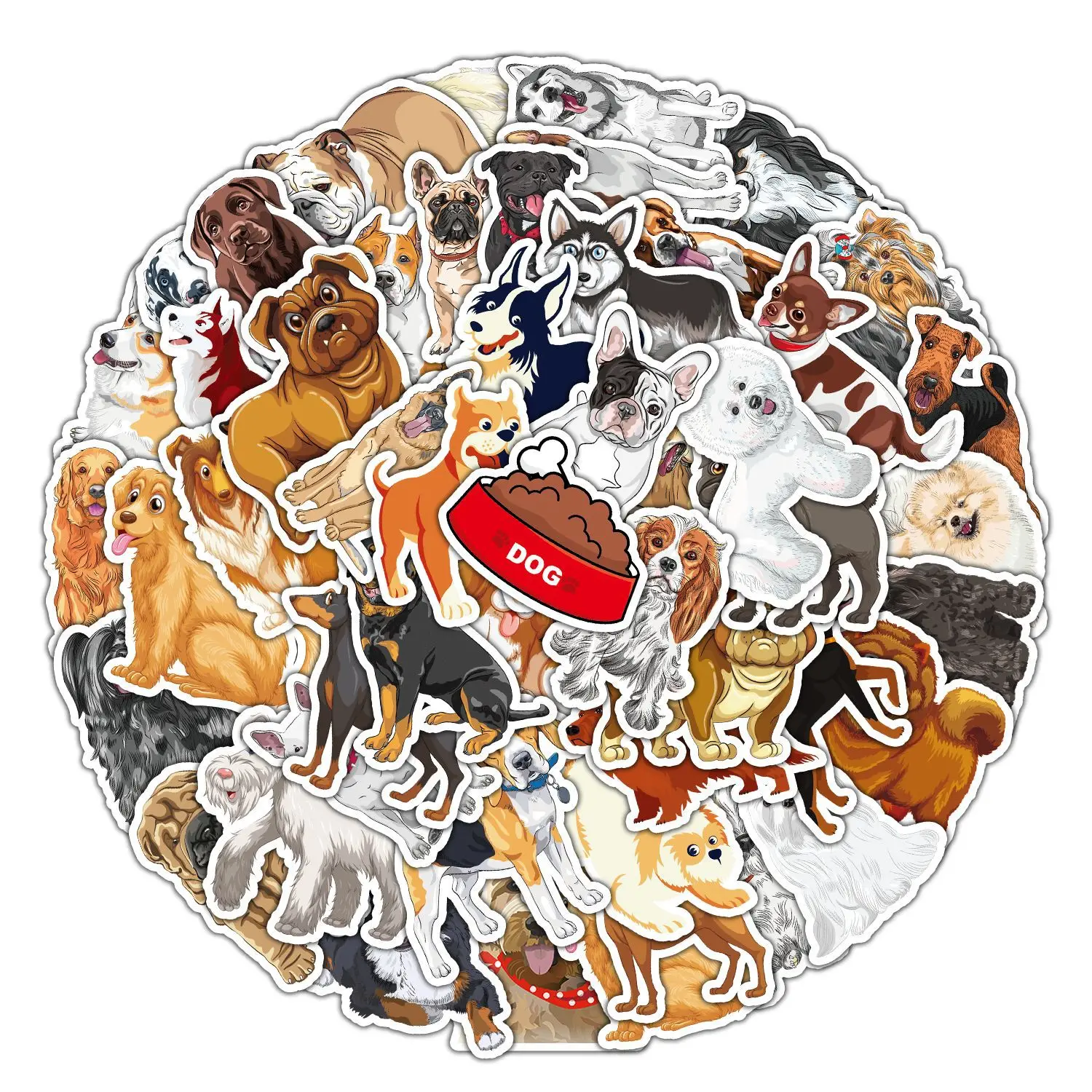 50 buah stiker grafiti seri anjing lucu kartun cocok untuk helm Laptop Dekorasi Desktop mainan stiker DIY grosir