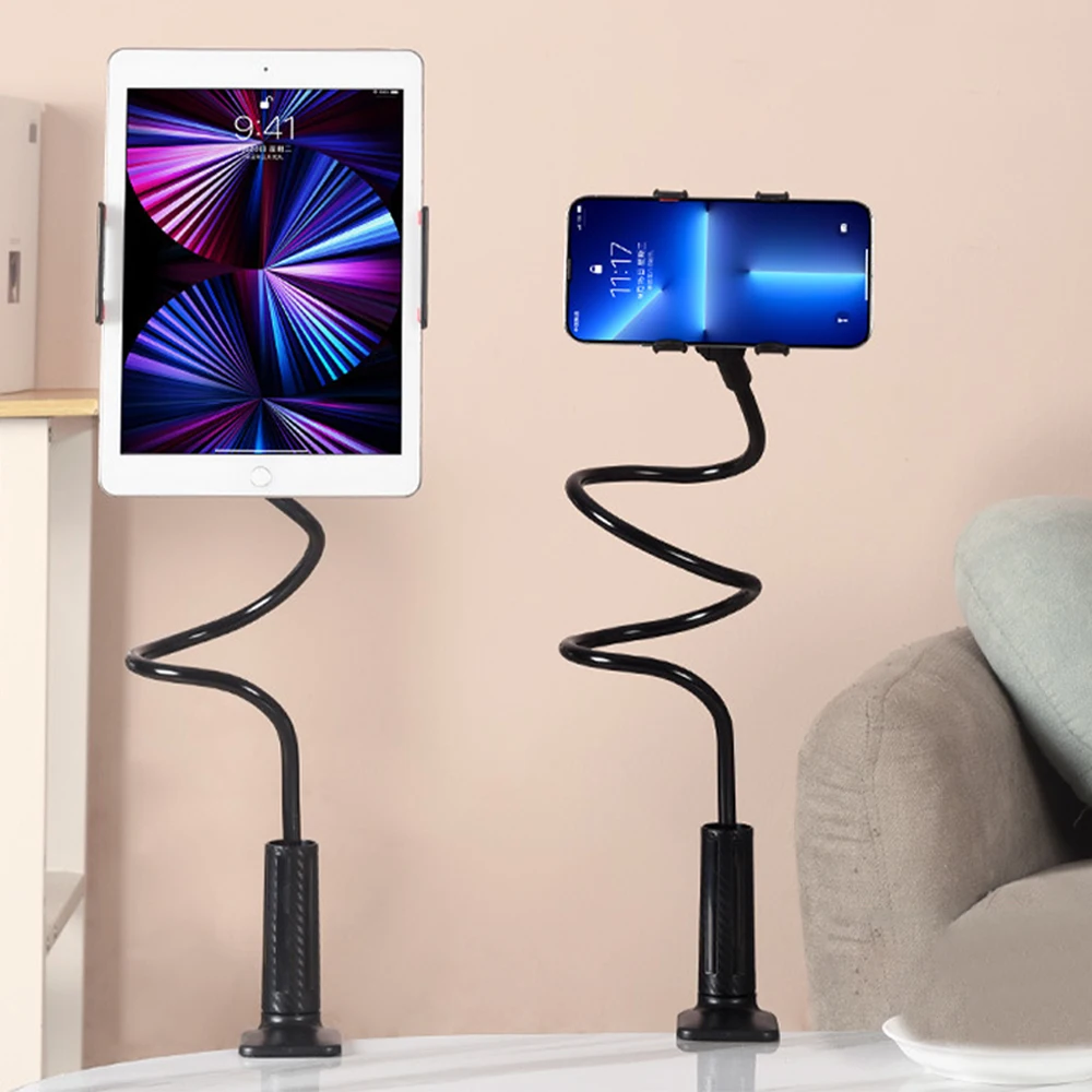 360° Spiral Rotate Clip Mobile Phone Holder Stand Portable Lazy Bed Desktop Bracket phone Desk Bed Mount Stand Base Support 70cm