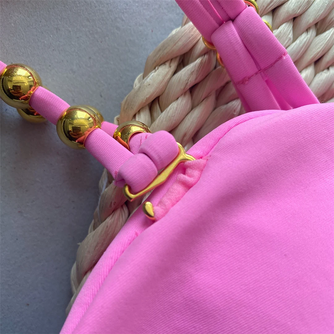S - XL Sexy, mit Ausschnitten und Knoten versehener Rock, einteiliger Badeanzug, Damen-Badebekleidung, Damen-Badeanzug mit Falten, Badeanzug, Modell V5423. – Detail 15