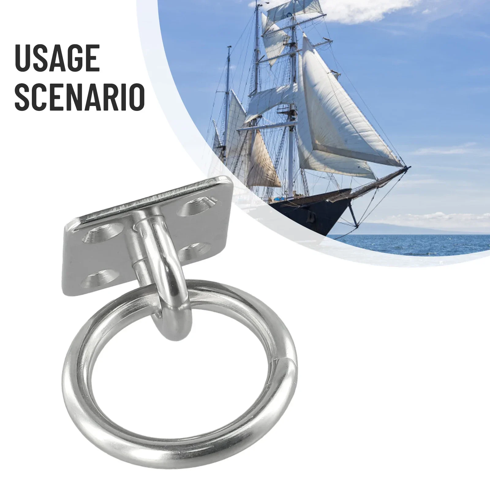 Brand New High Quality Eye Plate Marine Square Stable Stainless Steel With Ring Yacht 6mm Accessories Cabin Deck