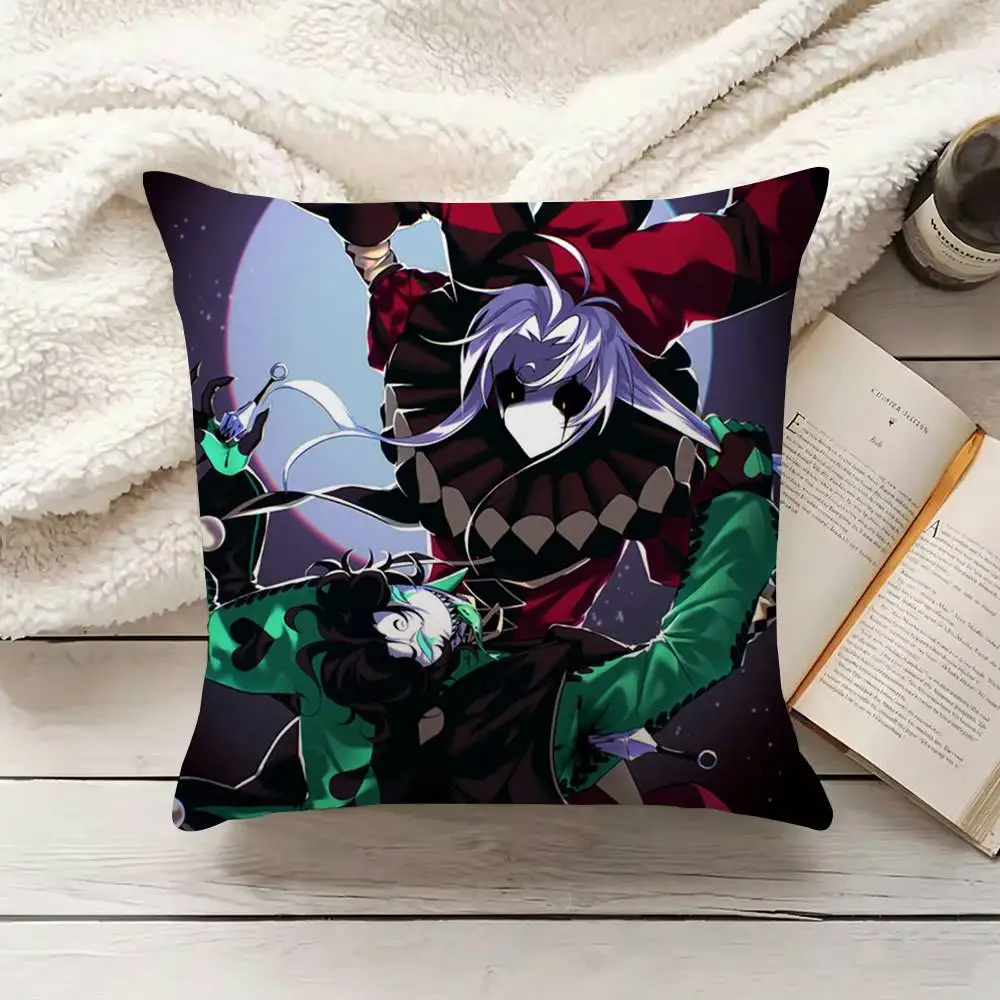 P-Pierrot and H-Harlequin Various Sizes Square Pillow Case For Car Home Bedchamber Decor