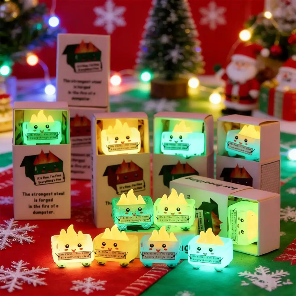 Decorative Night Light Stress Relief Ball with Led Flame Light Dumpster Trash Squeeze Toy Employee Appreciation Gift