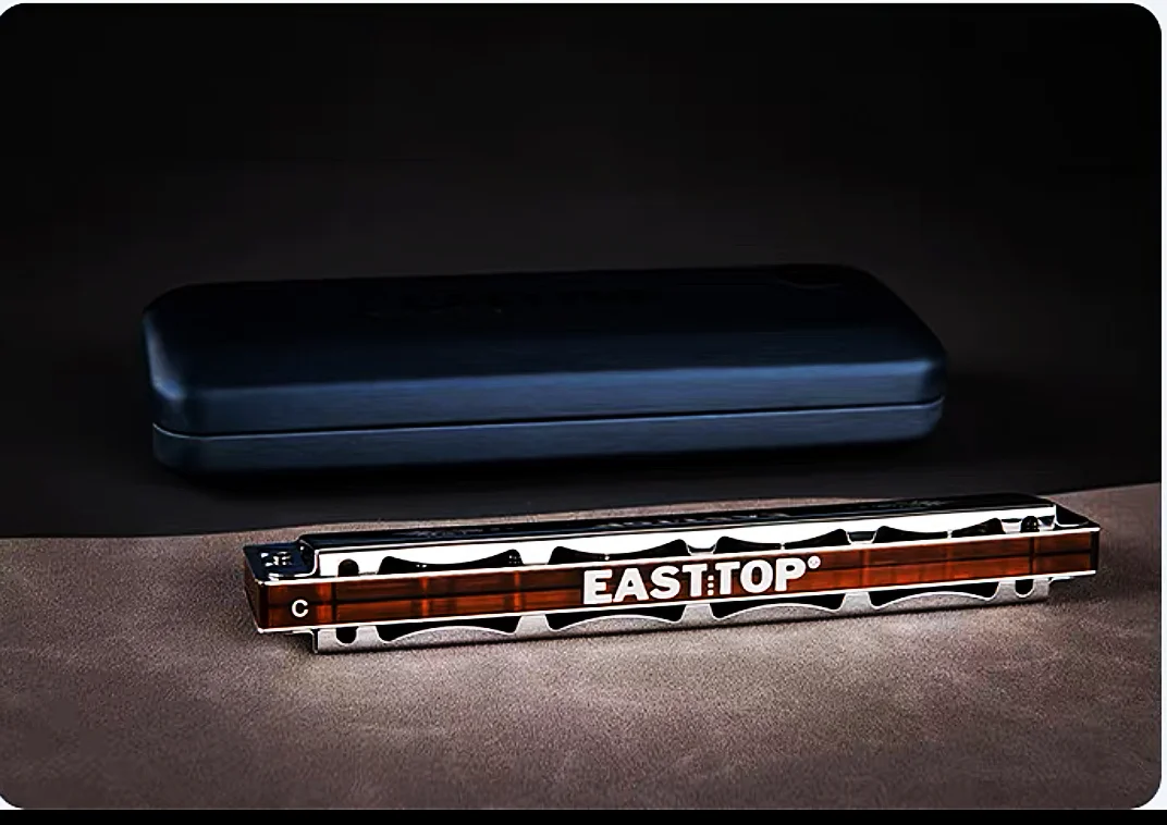 EAST TOP T2406K 2.0 24 Holes Tremolo Harmonica Key of C Tremolo Mouth Organ Harmonica for Adults Students Professionals