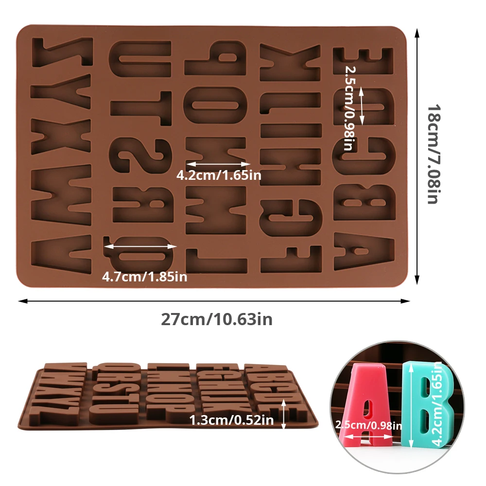 1Pack Silicone Alphabet Chocolate Mold, Large Letters Crayon Resin Molds For Crayon, Resin, Chocolate, Candy, Cake Baking