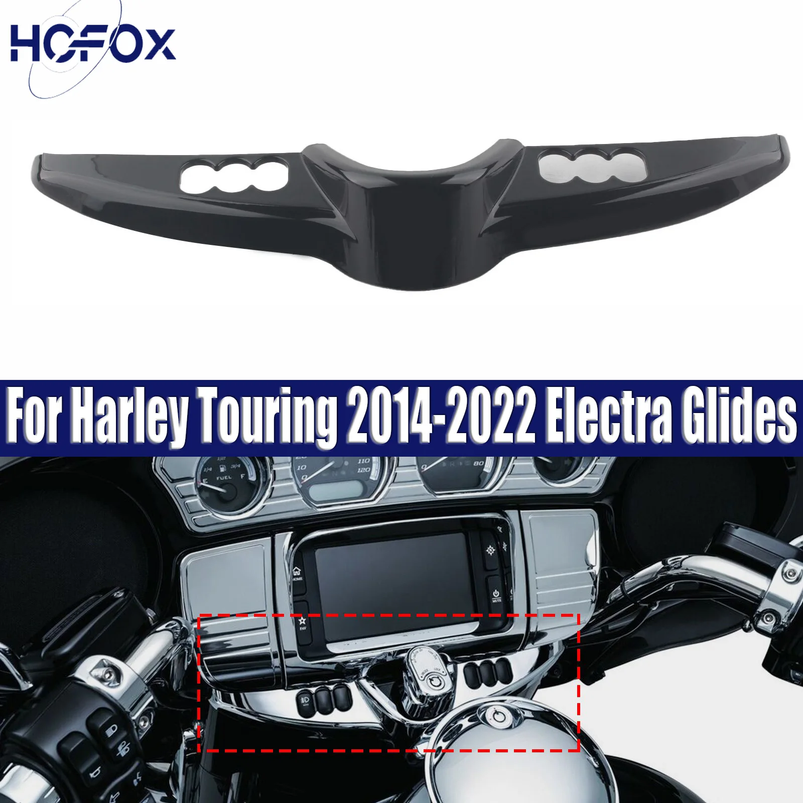 

For Harley Touring 2014-2022 Electra Glides Motorcycle Chrome Inner Fairing Tri-Line Gauge Stereo Switch Cover Accent Trim