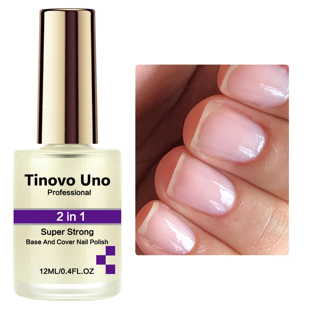 Tinovo Uno Super Sterke Base Coat Top Coat Reguliere Nagellak 12Ml Snelle Droge Nagel Kleur Bescherming Afwerking Reparatie Broze Nagels