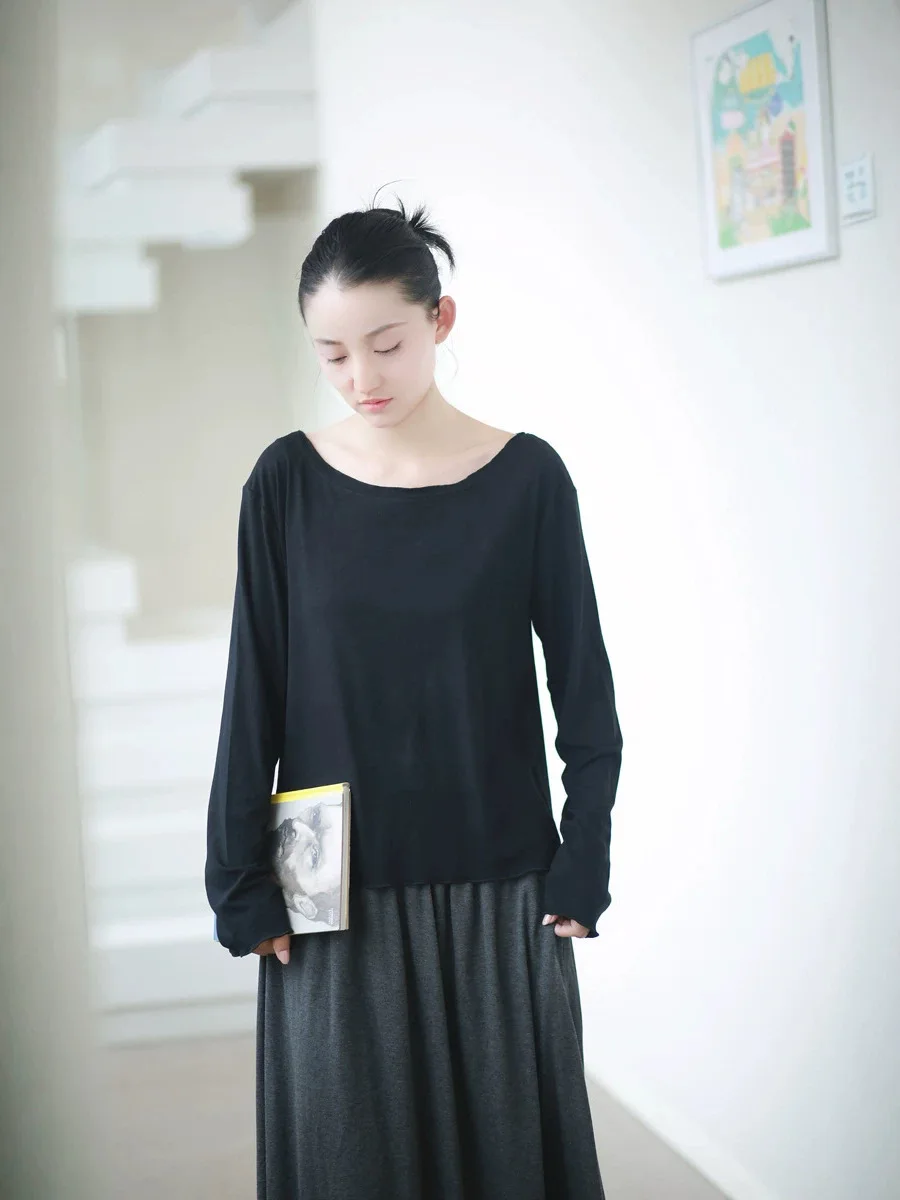 Ladies Soft Cozy Loose Knitted round Neck Sweater Spring Autumn New Style Zen Mindset Casual Wear Comfortable Cotton Top
