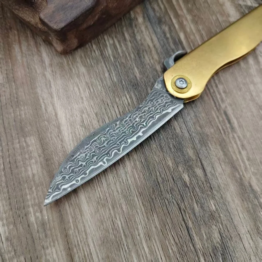 Outdoor Picnic Preferred Folding Knife with Leather Sheath Higonokami Damascus Camping Fishing Portable Knives EDC Hiking Tools