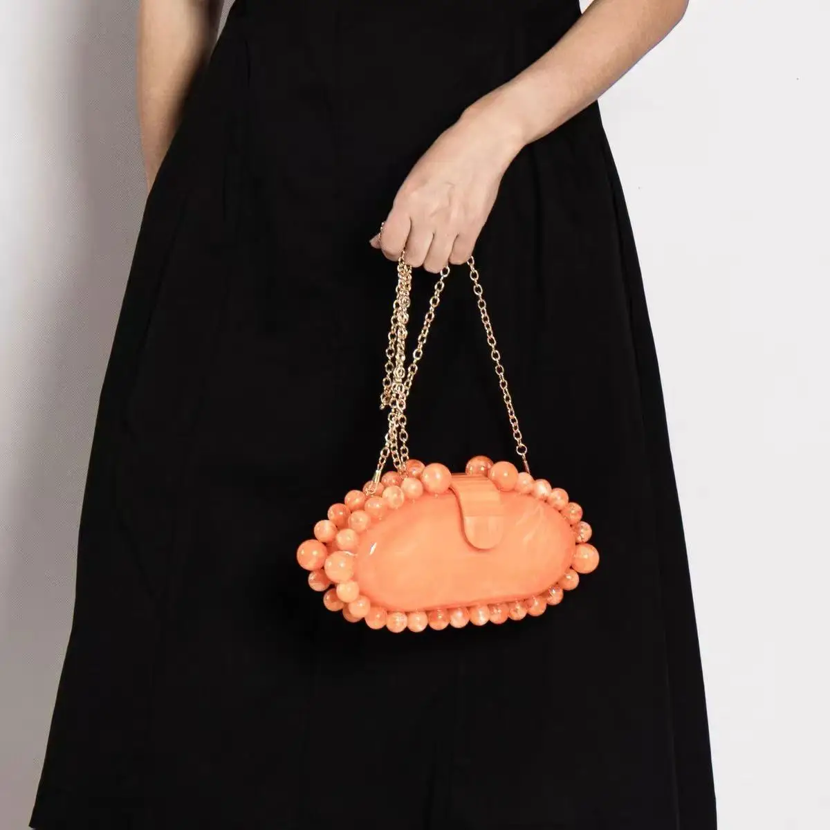 

Beads Beaded Oval Clutch Purse Luxury Fashion Acrylic Evening Bag Wedding Party Banquet Bag Women Handbag Shoulder Crossbody Bag