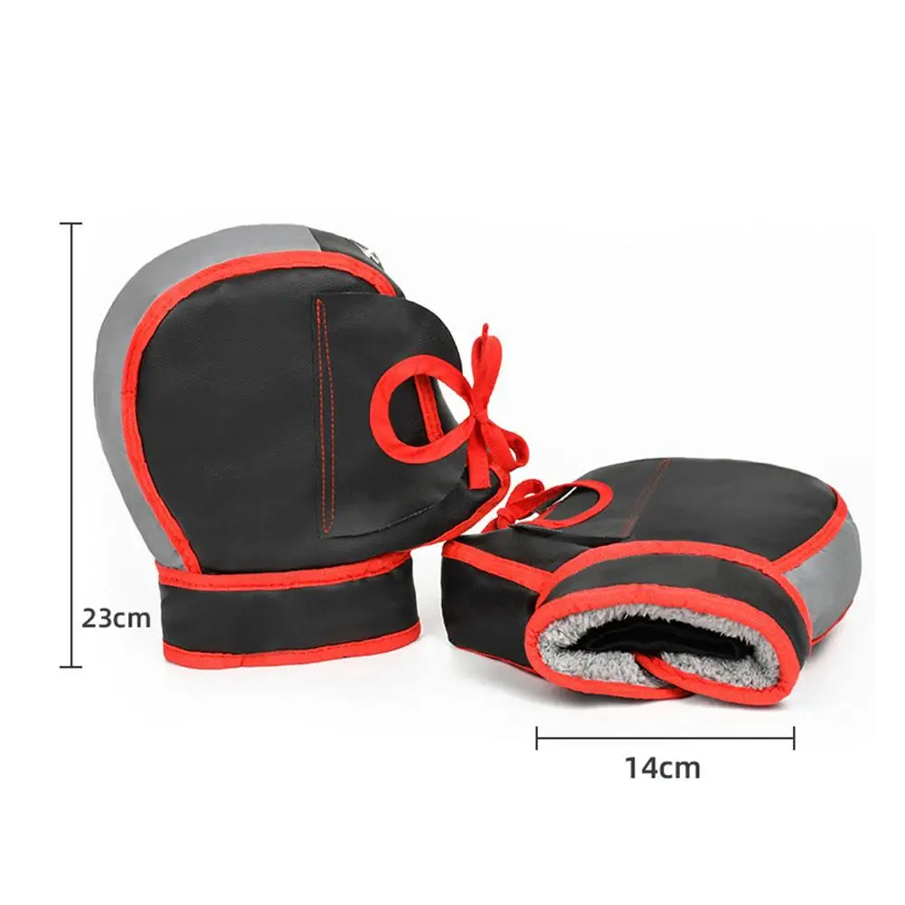 Winter-Motorrad-Lenkerhandschuhe, wasserdicht, mit dicker Fleece-Fütterung, reflektierende, warme Handschuhe für E-Bike-Fahrten. – Detail 16