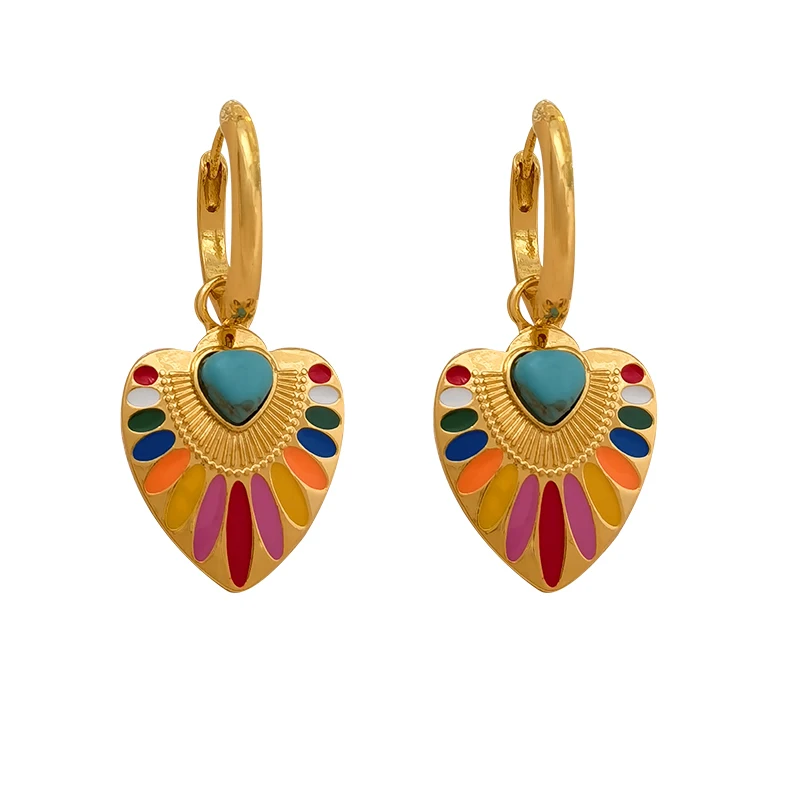 Trendy Jewelry 2023 Trend New Original Design Colorful Heart Dangle Earrings For Women Girl Birthday Party Gift Pretty Style