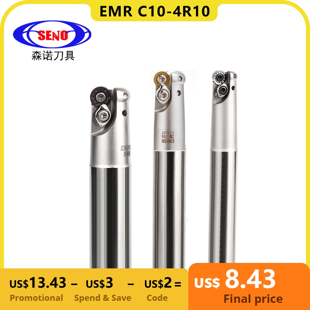 SENO EMR C12 C10 C16 C20 C32 4R 5R 130mm-300mm Milling Cutter Shank Carbide Insert RPMW1003 Cutting Round Nose Milling Cutter