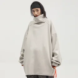 original trend line can be adjusted loose off leisure pure color turtleneck collar fleece single men and women