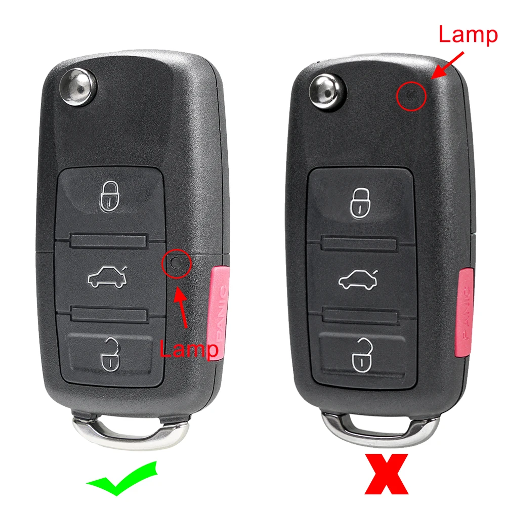 OHMSEN Casing Cangkang Fob Kunci Jarak Jauh Flip 4 Tombol untuk VW Volkswagen Golf GTI Beetle Jetta Passat CC EOS Tiguan Touareg