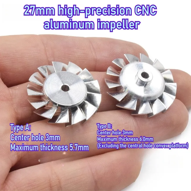5pcs 27mm CNC Aluminum Impeller High Speed 100K RPM Brushless Ducted Fan Blade - High Precision Durable