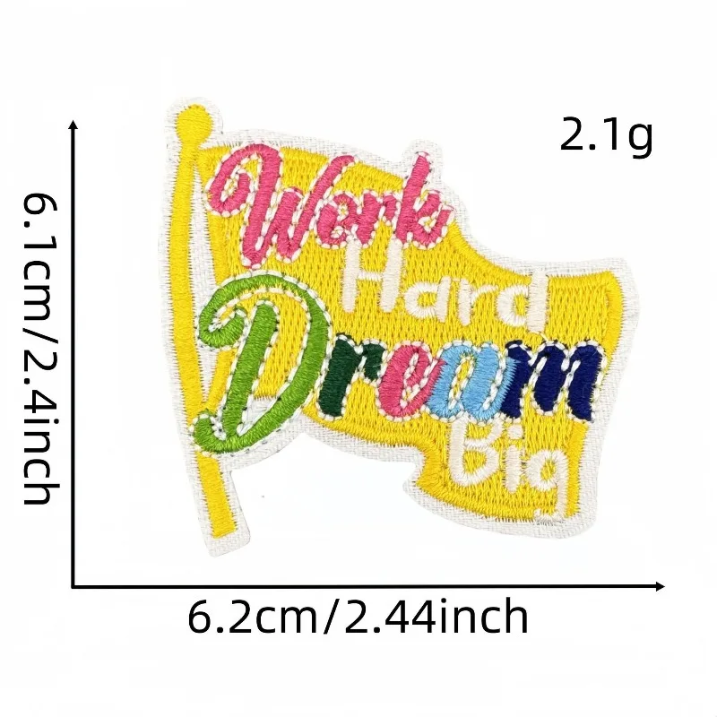 Fashion Cartoon Colored English Sew Iron on Embroidery Patch Stickers for Clothes T-shirt Jeans Hat Bags Car Bicycle Motorcycle