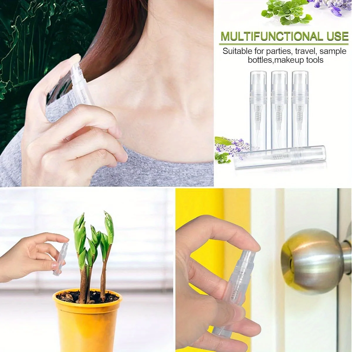 100 Stück 2ml Mini Klare Kunststoff-Sprühflaschen Leere Parfüm-Kosmetikflaschen Tragbarer Zerstäuber Feiner Nebel Flaschen für Ätherische Öle für Reisen – Detail 2