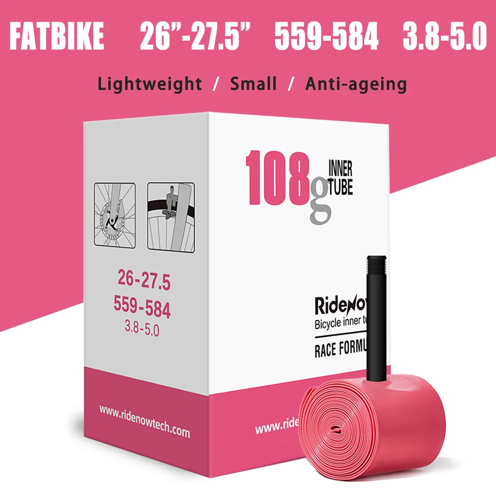 RIDENOW Beach Bike Snow Cycling Inner Tube 20/24/26/27.5 Inch Super Light Rubber TUP Bicycle Inner Tube American Valve 42mm