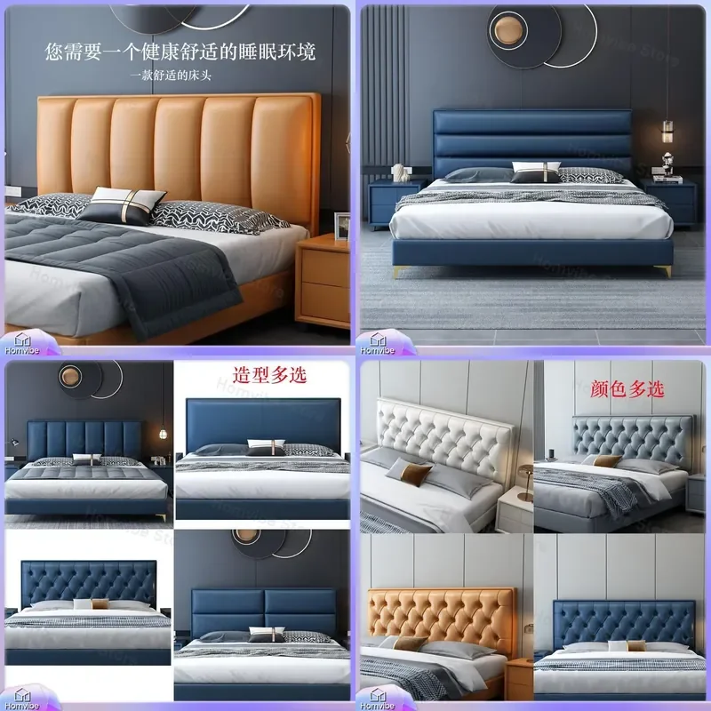 Luxury Ultra Thin Bed Headboard Solid Wood Frame Soft Upholstered Modern Simple Bedroom Furniture Backrest Panel Single Size