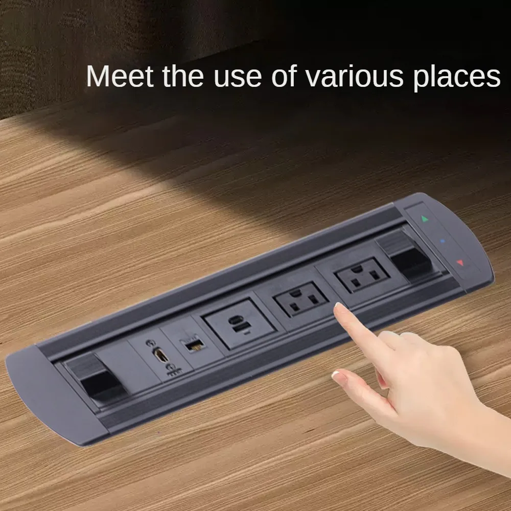 

MANLEIKE Table Socket Desk Outlet With Network/Hdmi/USB/Type-C Embedded Auto-Hidden Office Conference Desktop Drawer Plug Outlet