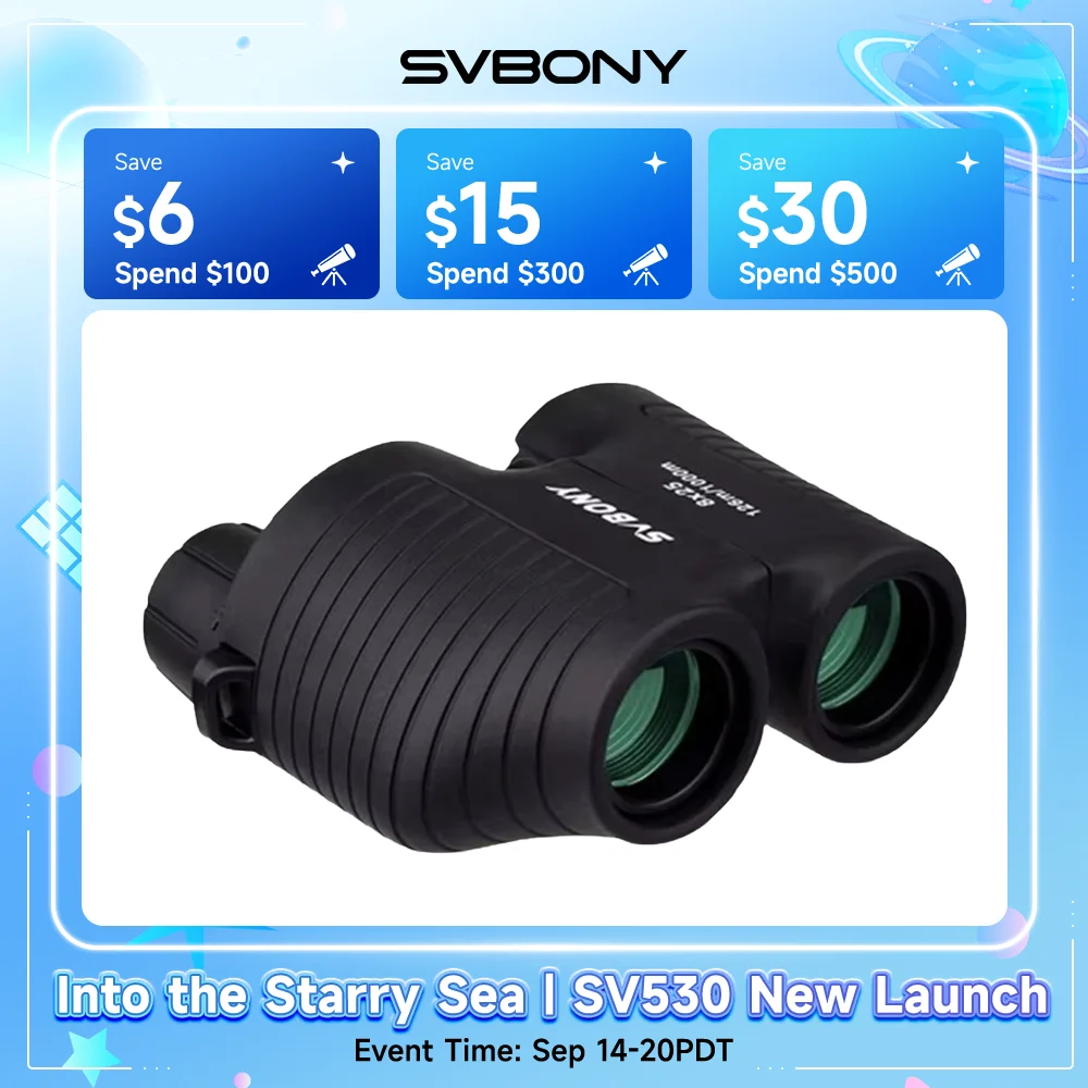 SVBONY SV10 Telescope 8x25 Binoculars Compact Fixed Focus Mini Portable Binocular Porro Prism ,Monoculars for Construction