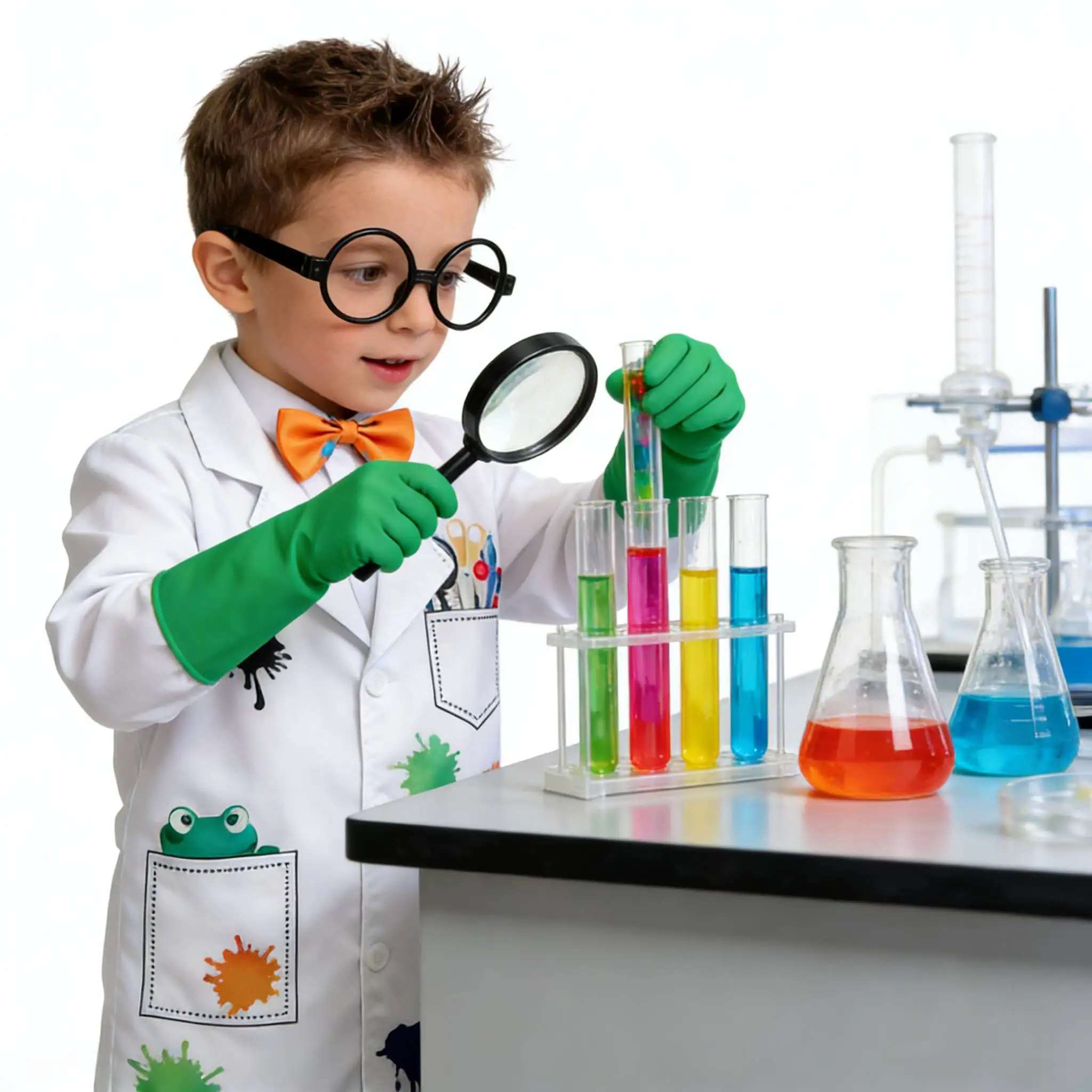 Crazy Scientist boys Sets Cosplay Science Monster Professional Play Costume Carnival Party Fancy Sets Boys White Lab Coat Outfit