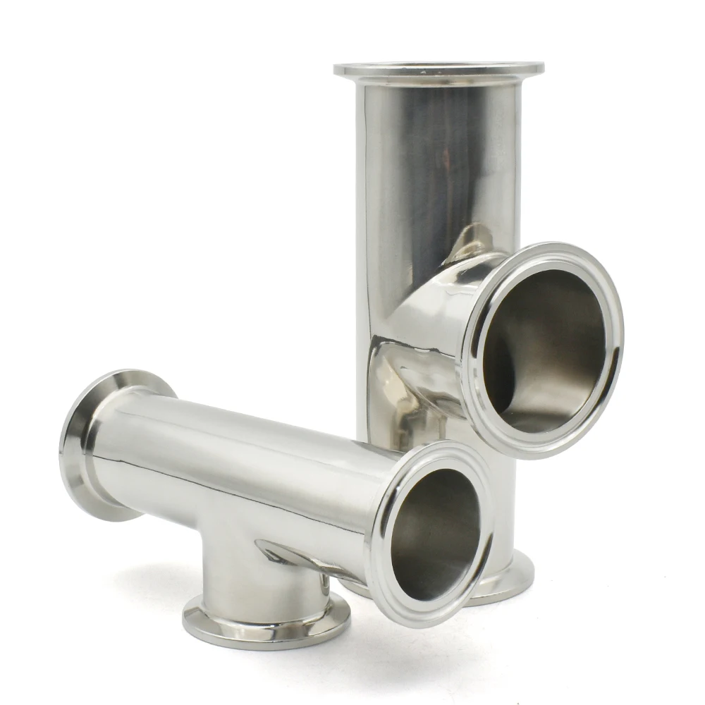 

1.5"- 4" SS304 Stainless Steel Sanitary 3-Way Union, Low Neck 3-Way Tee Fitting Pipe Fittings OD 50.5-119MM With 3 Clamps