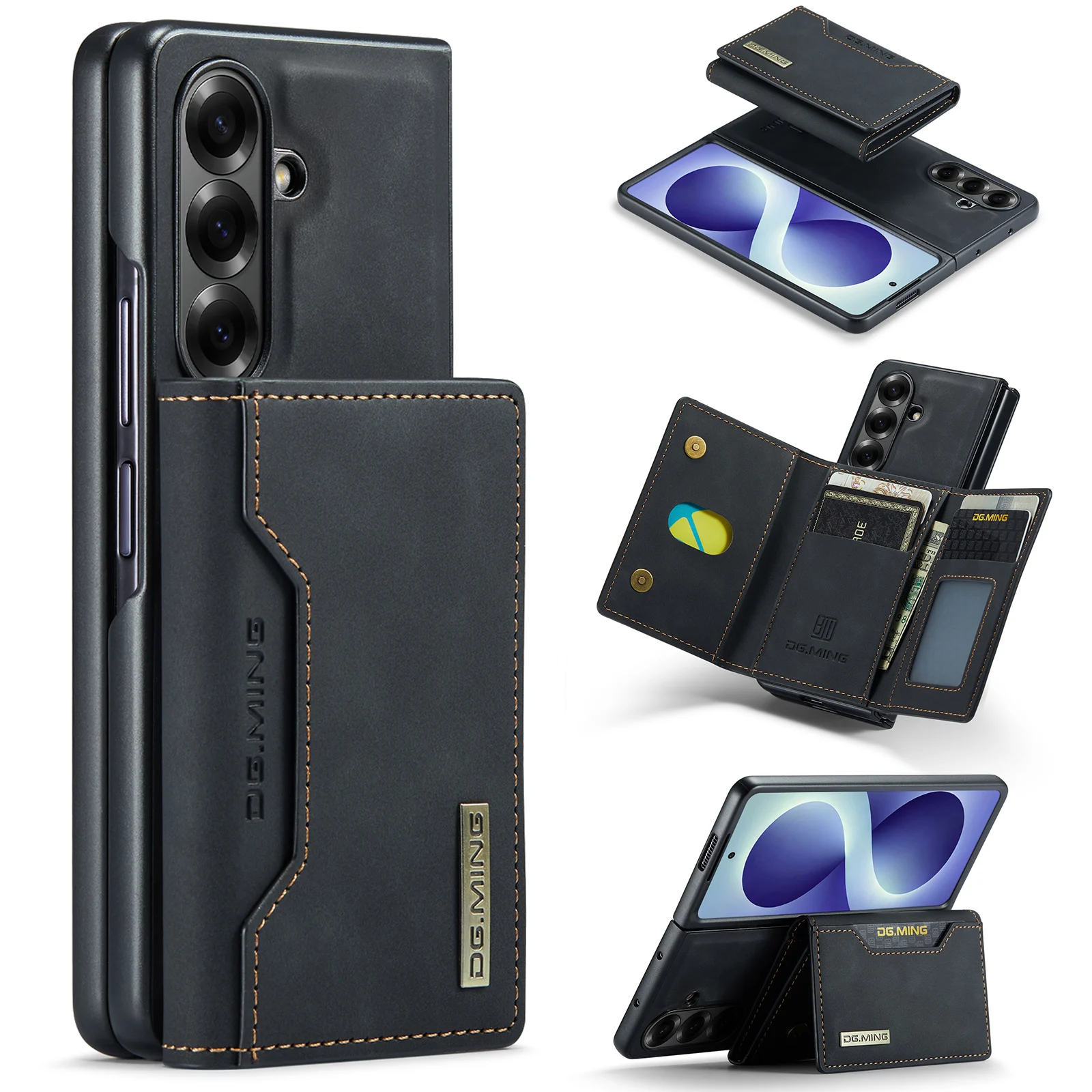 2 In 1 Magnetic Case For Samsung Galaxy Z Fold 8 Ultra 7 6 4G 5G 2026 Wallet Leather Card Holder Pocket Cover Funda Shell