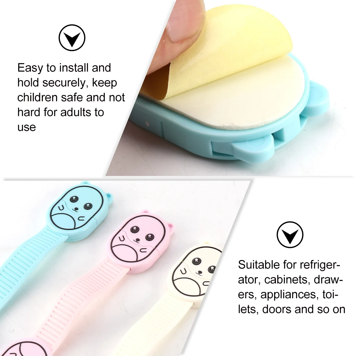 

3pcs Cabinet Lock Safety Cartoon Protective Locks Refrigerator Doors Drawers Anti Pinch Locks Child Safety Latch