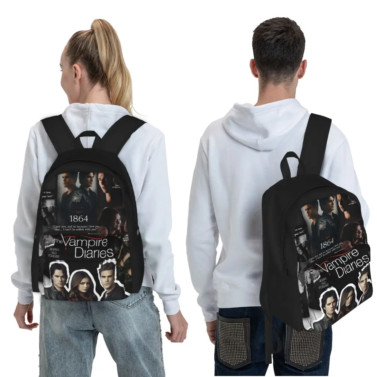The Vampire Diaries  Student Backpack School Bag Hiking Travel Daypack for Men Women Fashion Bookbag Shoulder Bags