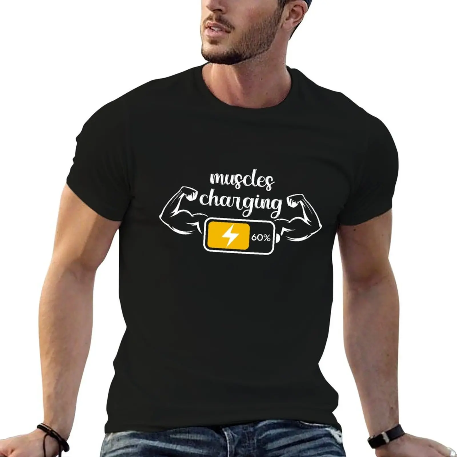 

muscles charging T-Shirt man t shirt cotton man t shirt graphic T-Shirt