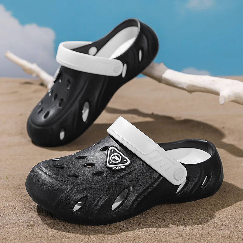 

2026 New Summer Two-Color Soft EVA Garden Shoes Outdoor Beach Sandals Closed Toe Couple Hole Shoes