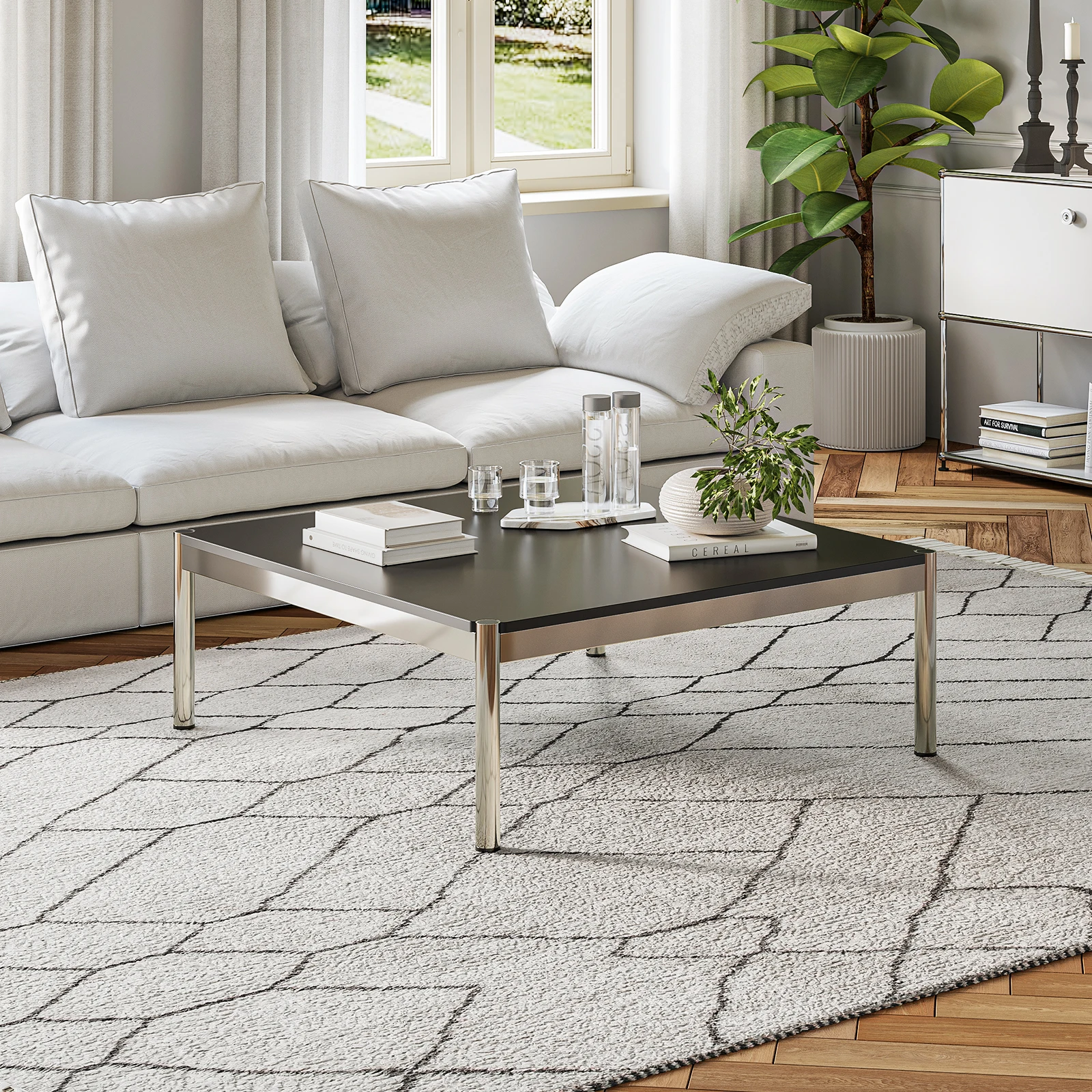 USM Haller-طاولة قهوة كبيرة حديثة ، MDF مطلي بالمسحوق ، غرفة المعيشة ، 39 "كبيرة