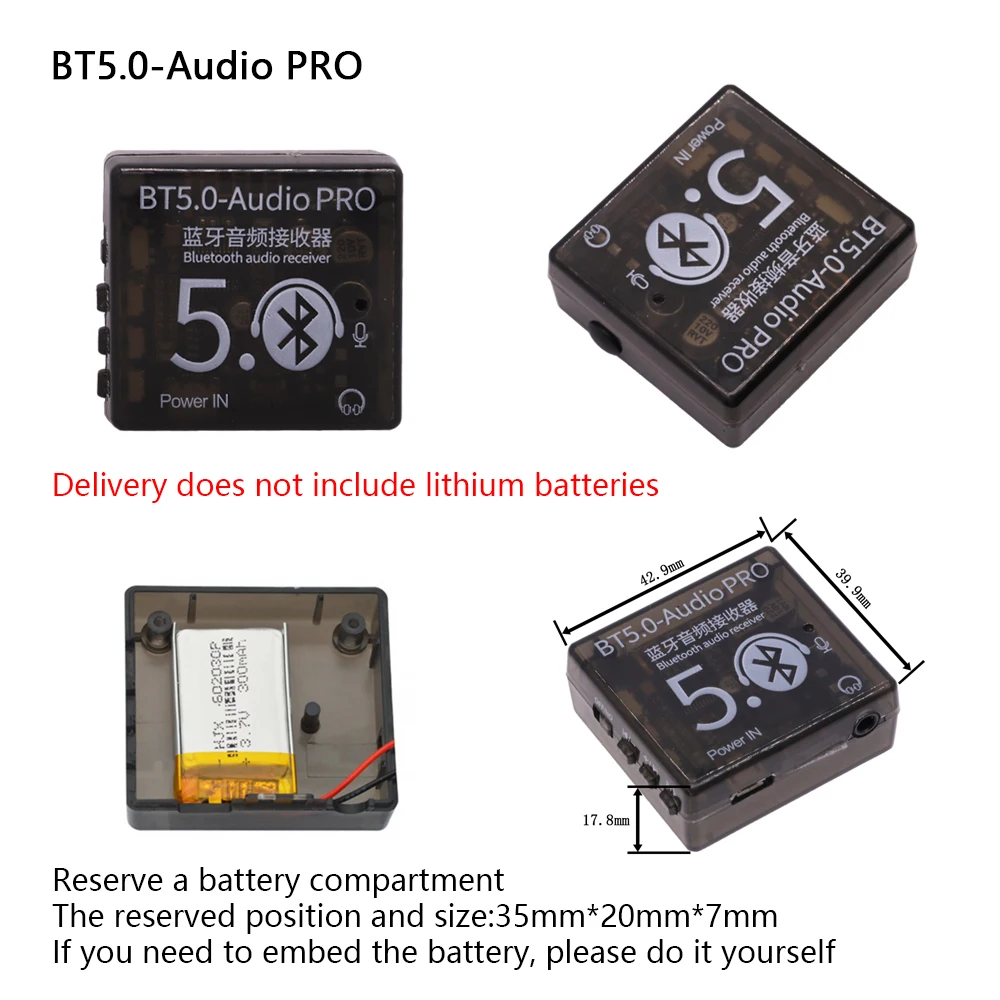 Mini Bluetooth 5.0 Decoder Board Audio Receiver BT5.0 PRO MP3 Lossless Player Wireless Stereo Music Amplifier Module With Case