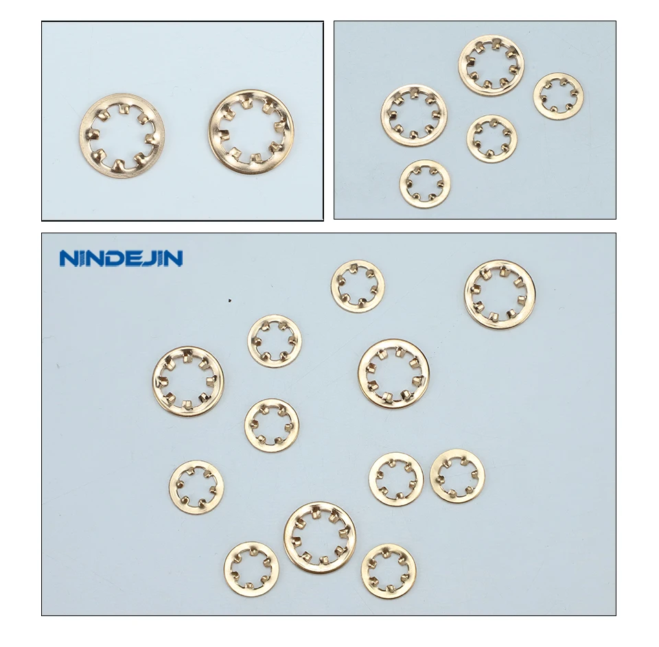 Nindejin stücke interne Zahns ch eiben m3 m4 m5 m6 m8 m10 Messing Kupfer innen gezackte Sicherungs scheibe Sicherungs dichtung – Detail 7